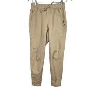 Lululemon Athletica Men Khaki Joggers Size Small Elastic Waist Snap Button Cuff